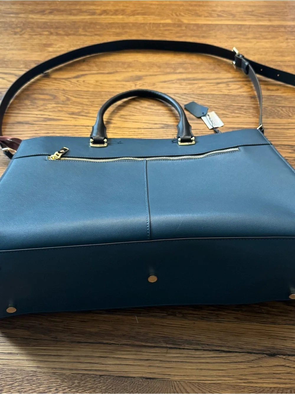 BOSTANTEN (Genuine Leather) Blue Leather Tote with Tan Accents. EXCELLENT!!!